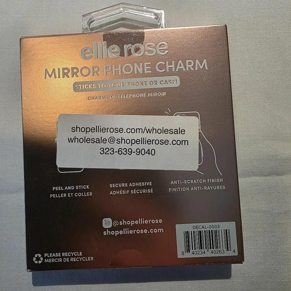 Mirror Phone Charm In Silver NEW